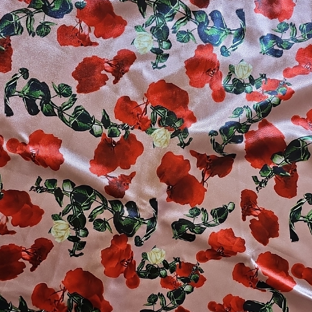 Micas Pink Floral Mini Skirt Medium NWT Ruched A Line Summer Skirt - Picture 3 of 5